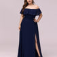 Plus Size Off the Shoulder Formal Bridesmaid Dress with Thigh Split
