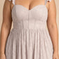 Plus Size A-Line Bridesmaid Dress with Floral Burnout Fabric Ruched Bodice and Slit Detail