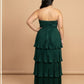 Chantarae Luxury Satin Strapless A-Line Plus Size Bridesmaid Dress with Ruffle -N0377