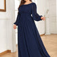 Plus Size See-Through Puff Sleeve Chiffon Mother Dress