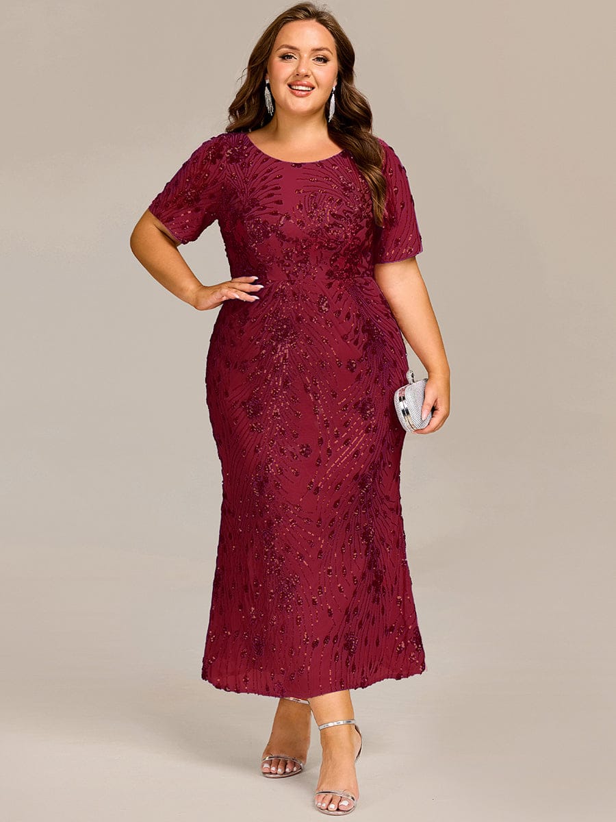 Plus Size Sequin Mermaid Mother of the Bride Dress