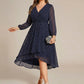 Plus Size Chiffon A-Line 3/4 Sleeves Asymmetrical Hem Wedding Guest Dress