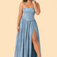 Plus Size Floral Burnout Bridesmaid Dress with Removable Straps and Lace Up Back