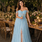 Plus Size A-Line Tulle Bridesmaid Dress with Ruched Slit Detail