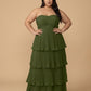 Chantarae Romantic Plus Size A Line Bridesmaid Dress with Sweetheart Neckline and Ruffles -N0369