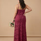 Silvarelle Chic Plus Size Sheath Bridesmaid Dress with Lace Overlay for Wedding Ceremony -N0355