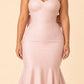 Plus Size Strapless Bridesmaid Dress with Bow Back and Chapel Train