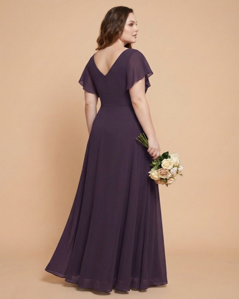 Avenleigh Plus Size Classic A-Line Chiffon Bridesmaid Dress with Clean Silhouette - N0341