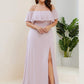Plus Size Off the Shoulder Formal Bridesmaid Dress with Thigh Split