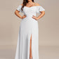 Plus Size Cold Shoulder Formal Bridesmaid Dress with Side Slit