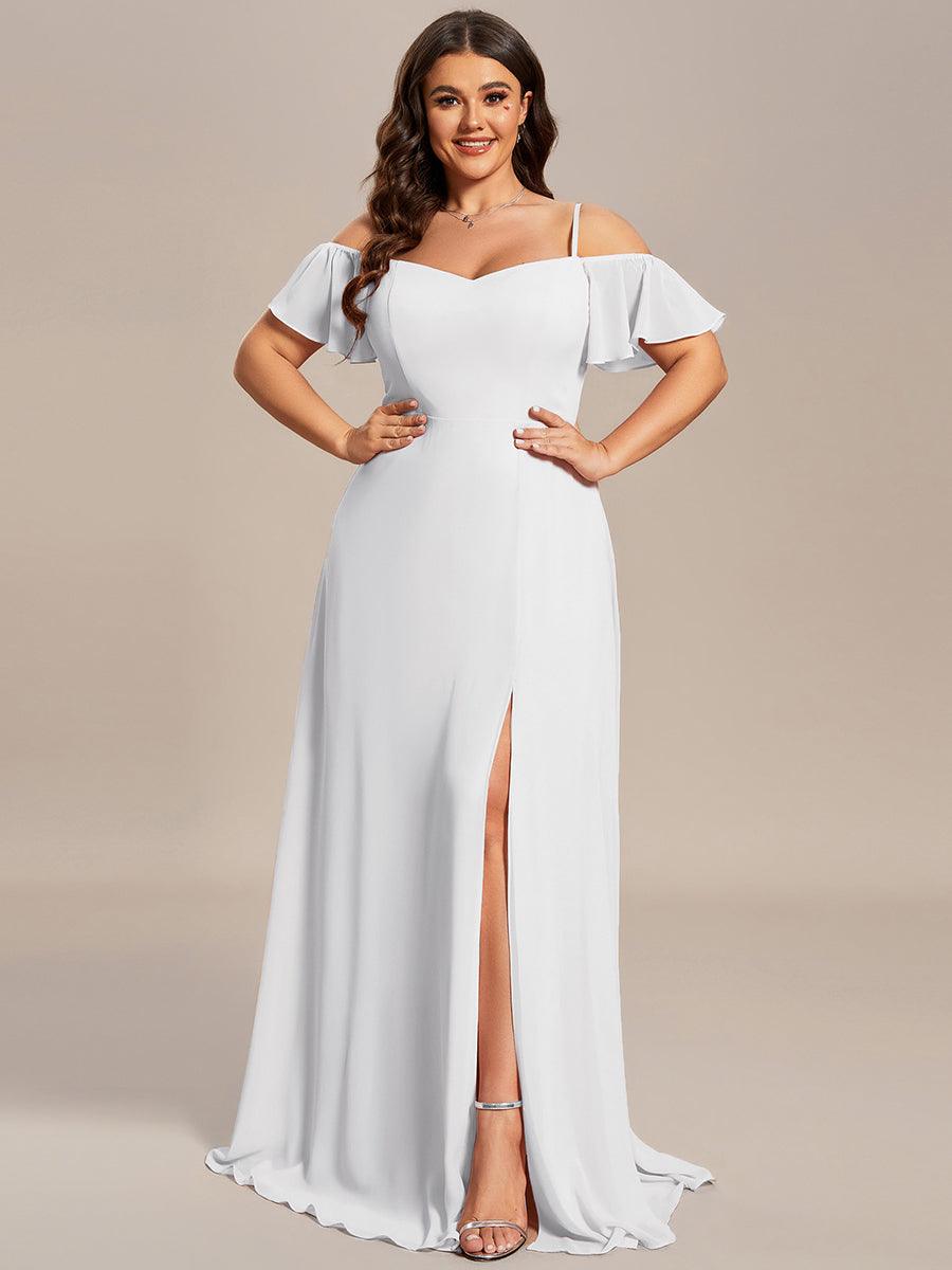Plus Size Cold Shoulder Formal Bridesmaid Dress with Side Slit