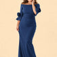 Plus Size Mother of the Bride Gown with Sculpted Flower Detail and Feminine Silhouette