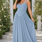 Elegant A Line Chiffon Gown with Adjustable Lace Up Corset Back