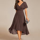 Plus Size Double V-Neck Ruffles Sleeve Chiffon Midi Wedding Guest Dress
