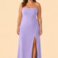 Plus Size Strapless Chiffon Bridesmaid Dress with Detachable Straps and Slit