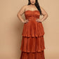 Chantarae  Satin Charmeuse A-Line Plus Size Bridesmaid Dress with Delicate Ruffles for Wedding Parties -N0386