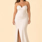 Plus Size Strapless Bridesmaid Dress with Cutout Back Bow and Slit