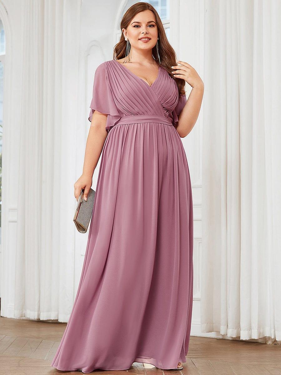 Plus Size Chiffon Tie-Waist Evening Dress