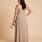 Elanthia Plus Size Modern Sheath Bridesmaid Dress with Ruched Bodice for Wedding -N0349