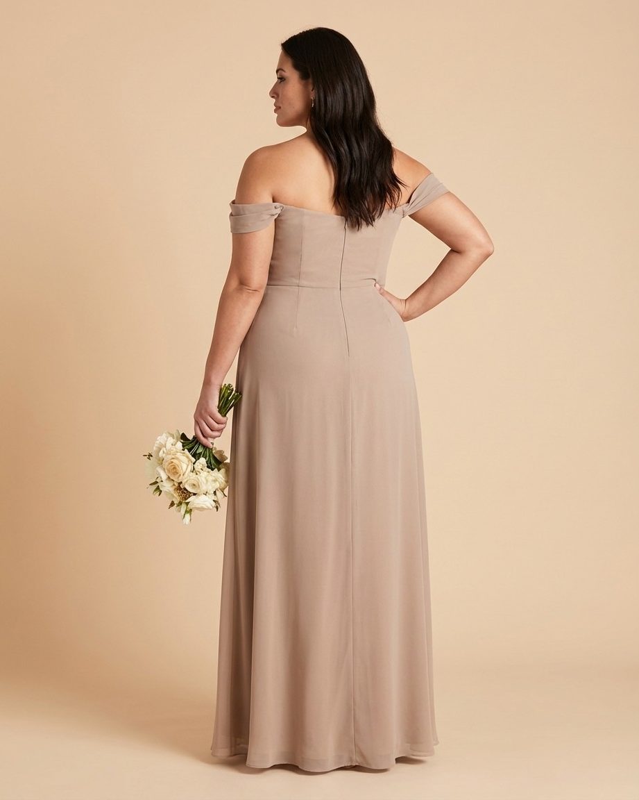 Elanthia Plus Size Modern Sheath Bridesmaid Dress with Ruched Bodice for Wedding -N0349