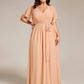 Plus Size Pleated Tie-Waist Chiffon Bridesmaid Dress