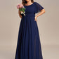 Plus Size Printed Chiffon Pleated Maxi Wedding Guest Dress