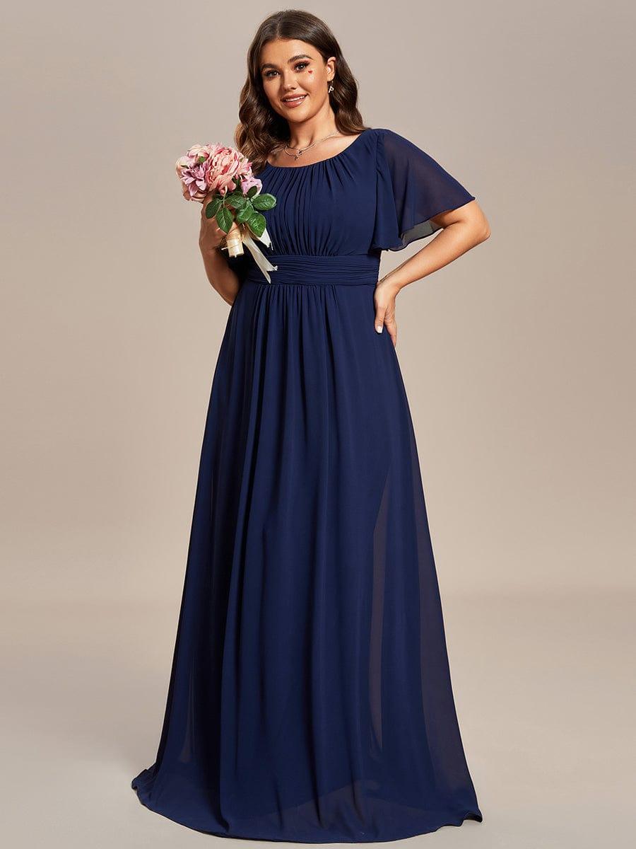 Plus Size Printed Chiffon Pleated Maxi Wedding Guest Dress
