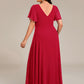 Plus Size V-Neck Rhinestone Waist Chiffon Maxi Formal Evening Dress