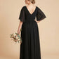 Petaline Romantic Plus Size A-Line Bridesmaid Dress with V-Neck Pleated Chiffon - for Weddings N0301