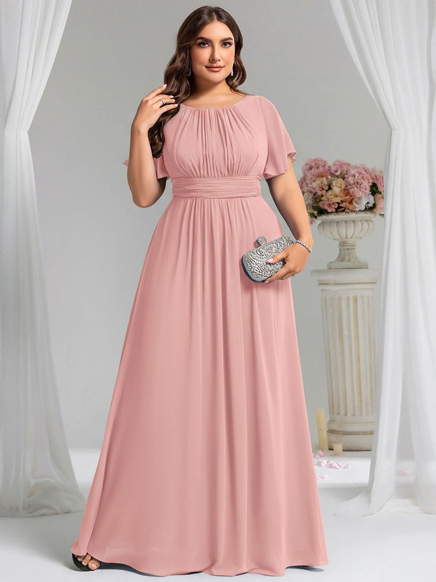 Plus Size Simple Chiffon Pleated A-Line Bridesmaid Dress