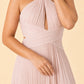 Plus Size Halter Bridesmaid Dress with Pleated Chiffon A-Line Skirt - Open Back and Side Slit