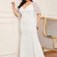 Elegant Plus Size V Neck Fishtail Evening Dress for Women