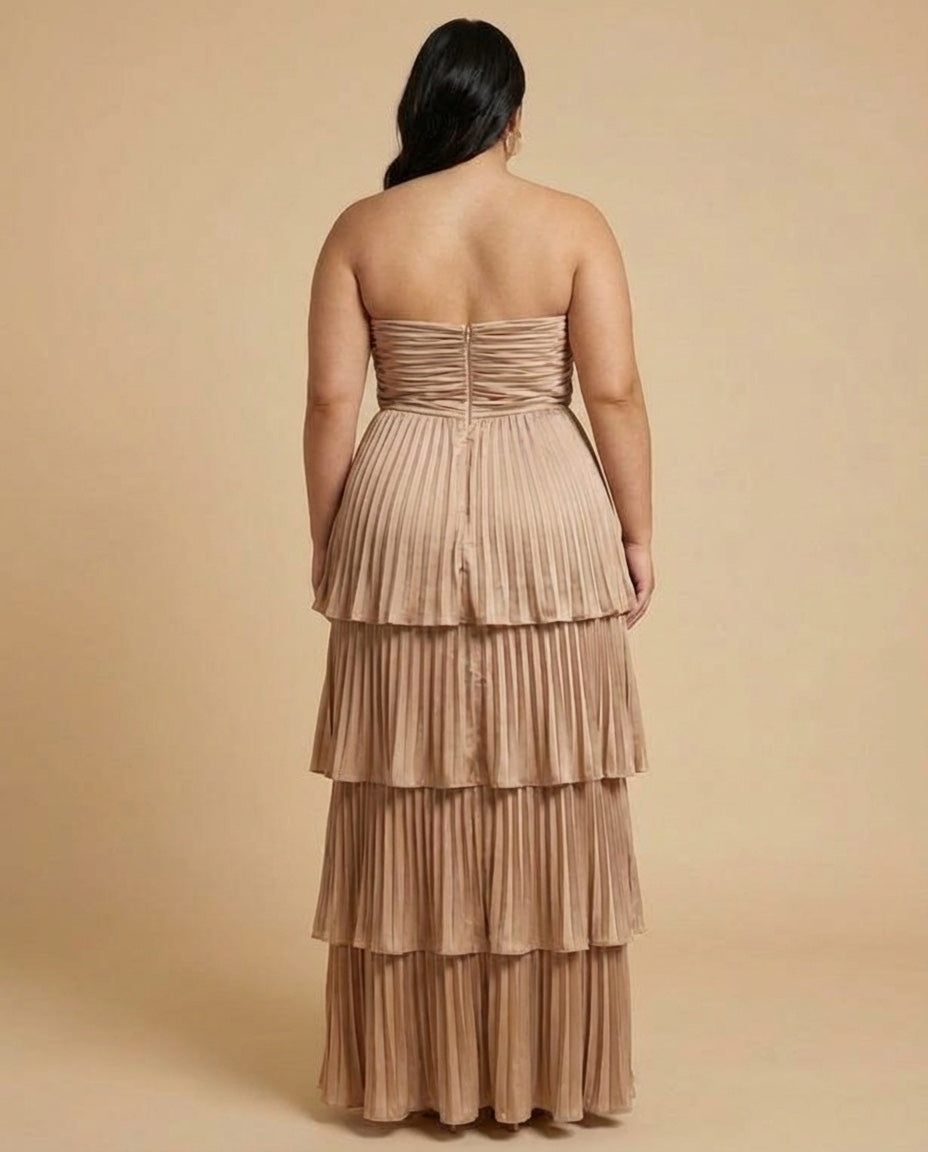 Chantarae Sophisticated Plus Size A-Line Satin Charmeuse Bridesmaid Gown - N0380