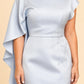Plus Size Mother of the Bride Dress with Asymmetrical Cape and Embroidery