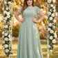 Avenleigh Plus Size Elegant A-Line Chiffon Bridesmaid Dress with Flowing Skirt -N0334