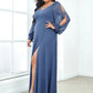 Plus Size Open Lantern Sleeve A-Line Bridesmaid Dress