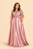 Plus Size Formal Prom Dress with Sequin Embroidery and A-Line Skirt