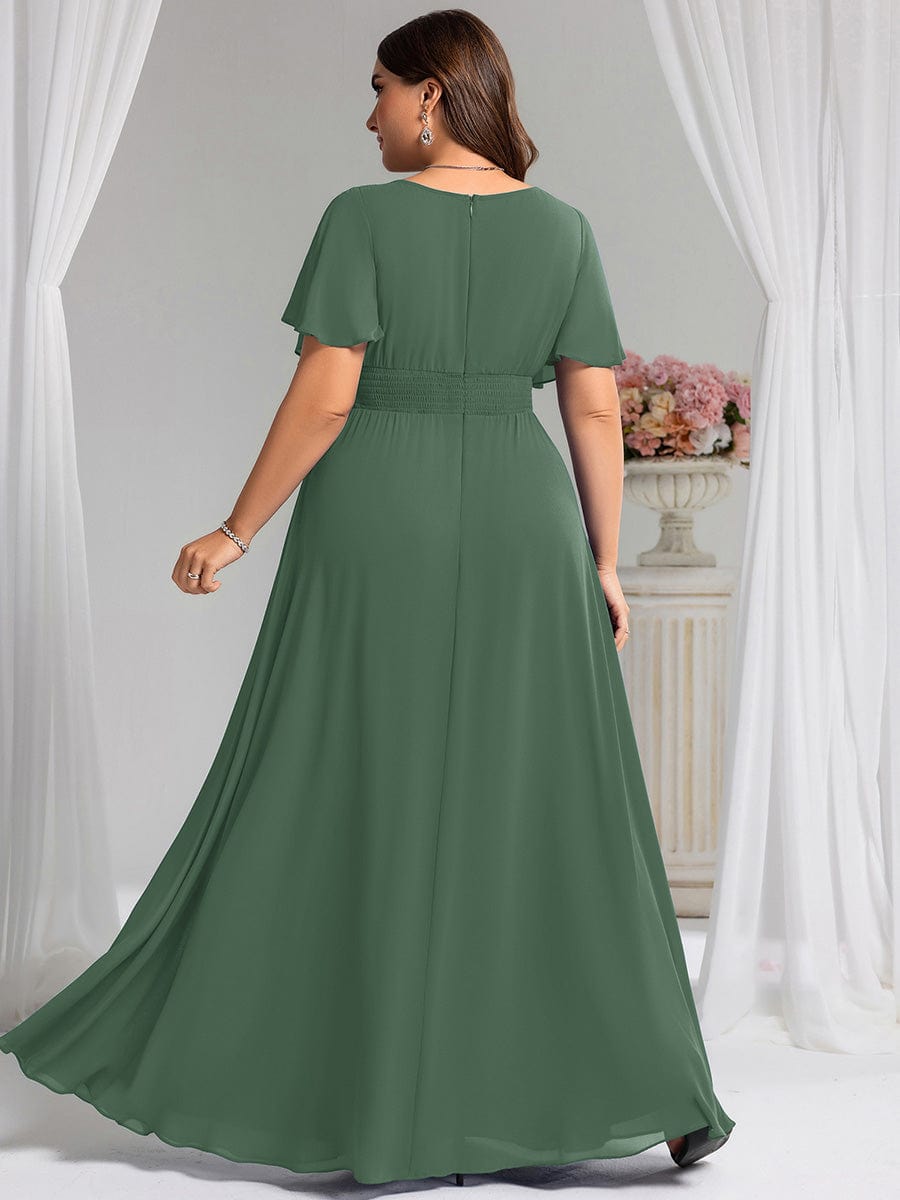 Plus Size Simple Chiffon Pleated A-Line Bridesmaid Dress