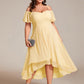 Plus Size Cold Shoulder Sweetheart Necklin Chiffon Midi Wedding Guest Dress