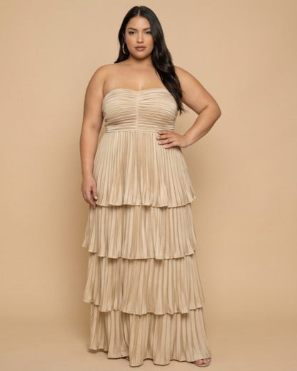 Chantarae Plus Size A Line Bridesmaid Dress Sweetheart Neckline Tiered Ruffle for Wedding Prom Evening Party - N0481