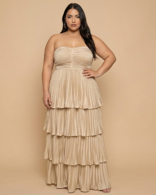 Chantarae Plus Size A Line Bridesmaid Dress Sweetheart Neckline Tiered Ruffle for Wedding Prom Evening Party - N0481