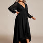 Plus Size V-Neck Long Lantern Sleeves A-Line Chiffon Bridesmaid Dress