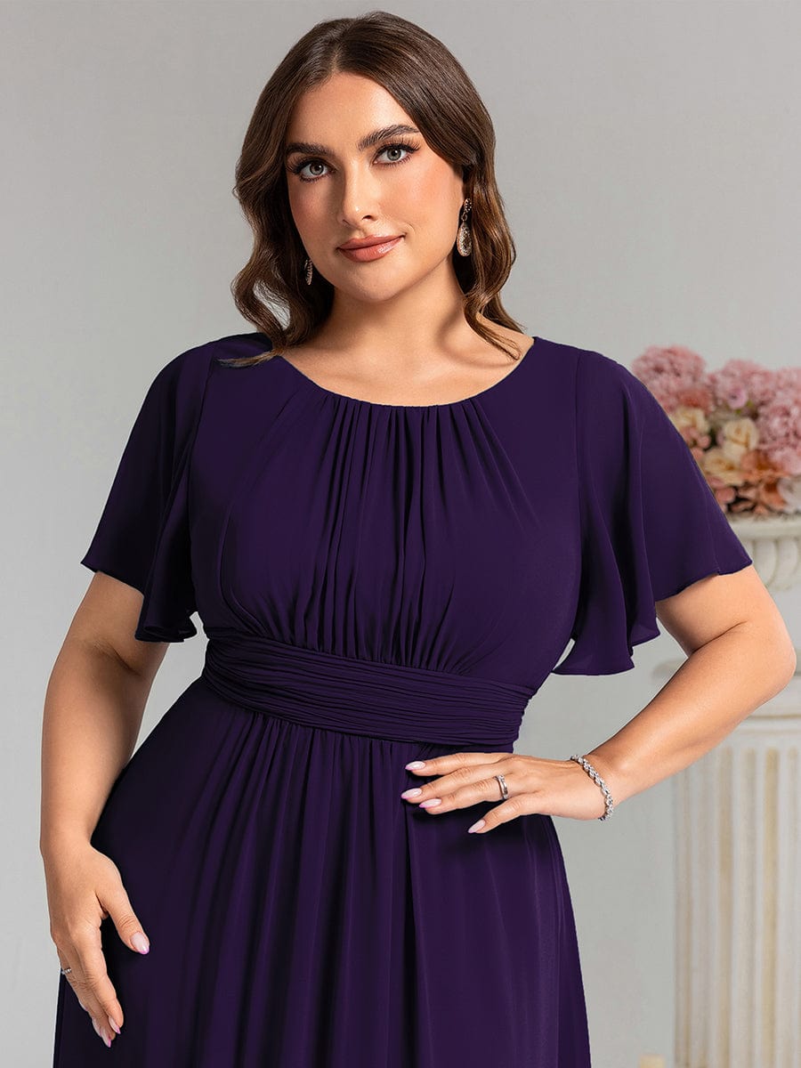 Plus Size Simple Chiffon Pleated A-Line Bridesmaid Dress