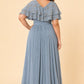 Plus Size Embroidered Polka Dot Ruffle A-Line Bridesmaid Dress