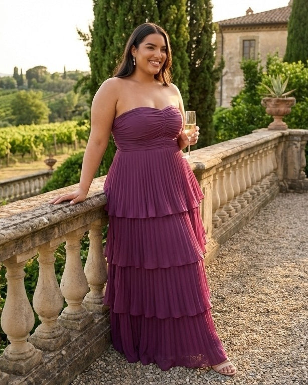 Chantarae Sophisticated Plus Size A-Line Chiffon Bridesmaid Gown - N0374