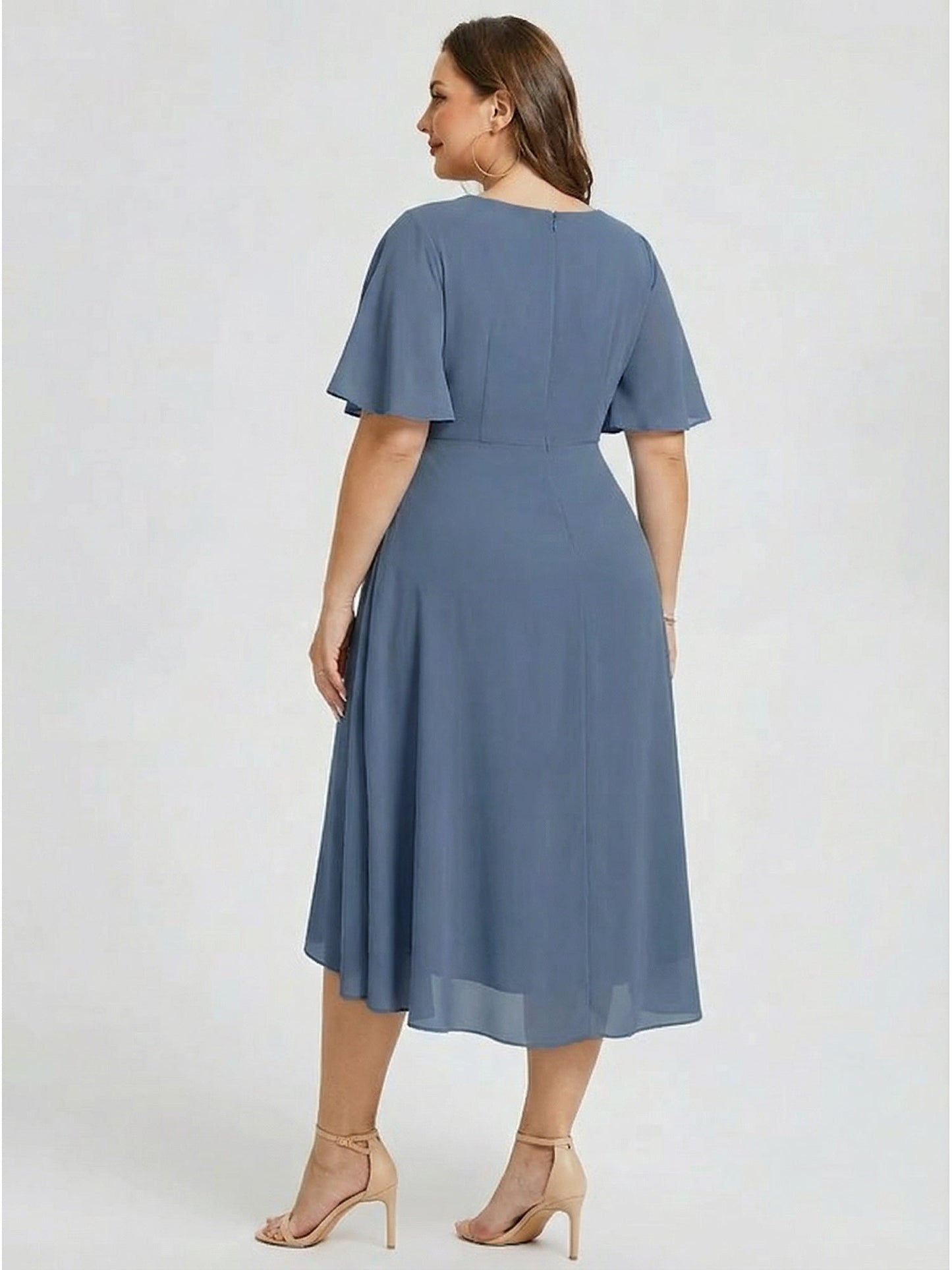 Plus Size Printed Mermaid Chiffon Wedding Guest Dress
