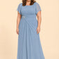 Plus Size A-Line Mother of the Bride Dress with Pleated Chiffon Flutter Sleeves