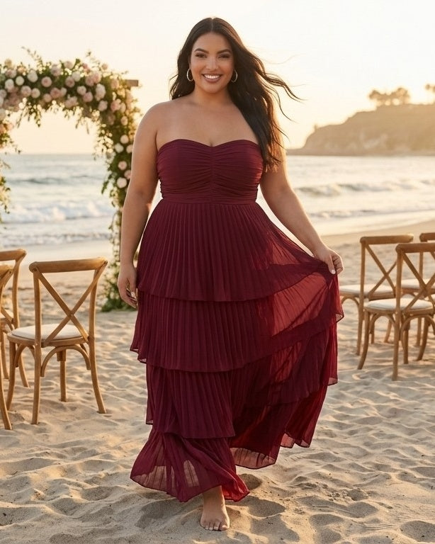Chantarae Sophisticated Plus Size A-Line Chiffon Bridesmaid Gown - N0374