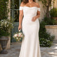 Plus Size Off Shoulder Ruched Bridesmaid Dress with Statement Back Bow