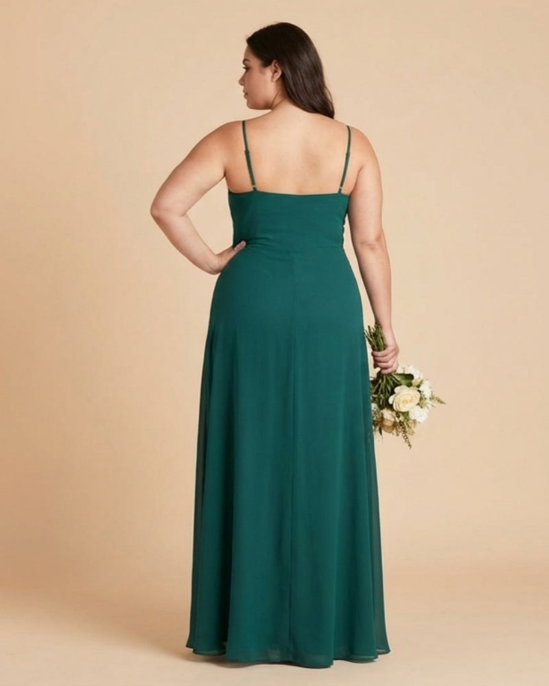 Silvarelle Elegant Plus Size Sheath Chiffon Bridesmaid Dress with Flowing Fit for Wedding -N0364